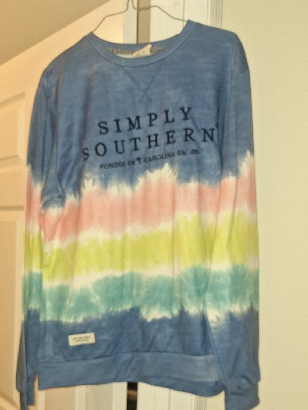 Simply Southern Blue Tie-Dye Kids Pullover Sweatshirt with Pastel Stripes